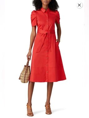 Shoshanna “Annette” Button-Front Midi Shirt Dress